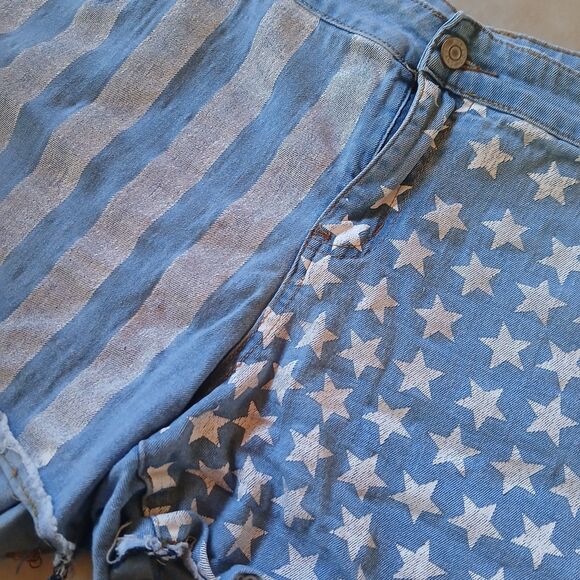 Gazoz Jeans Denim Shorts Womens 24 Blue American Flag All American Aesthetic - Picture 5 of 7